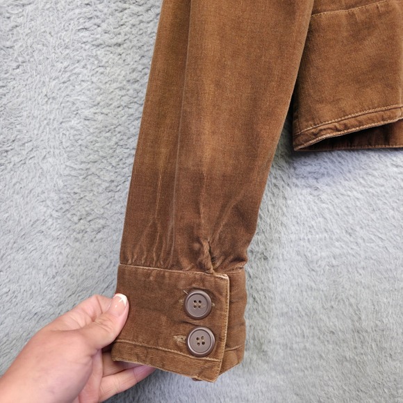 Maurices Jacket Womens L Brown Corduroy Floral Embroidered Utility Western Y2K - Picture 9 of 15